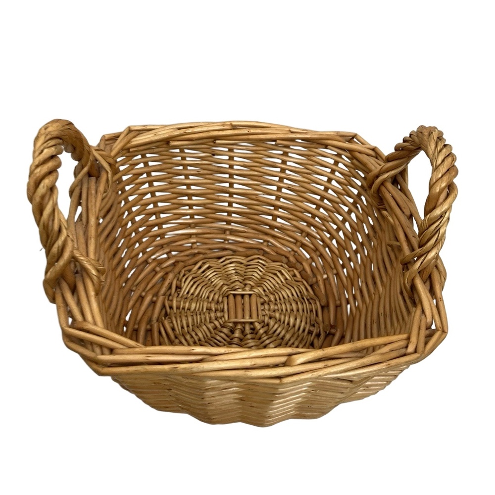 Primitives By Kathy Basket Brown Wicker Two Handles Handcrafted Rustic Farmhouse